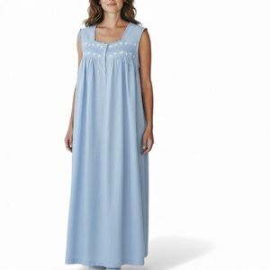 Gillian & O’Malley Light Blue Sleeveless Zip Caftan / Lounge Robe  3X Front Zip